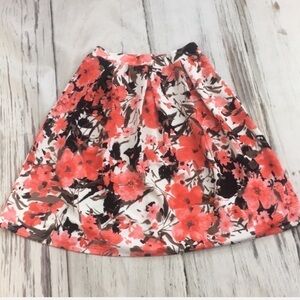 Joe B Skirt Pink Black Flowers Full Pleated Small